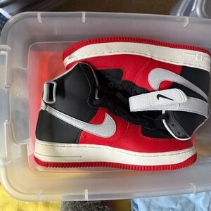 Nike Black and Red High-Top Sneakers